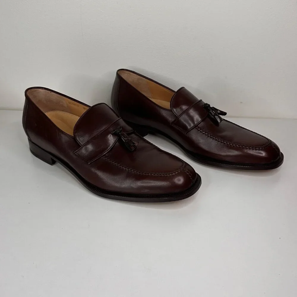 Dino Monti Sergio Brown Leather Tassel Loafers size 13-1/2 B Made in Italy